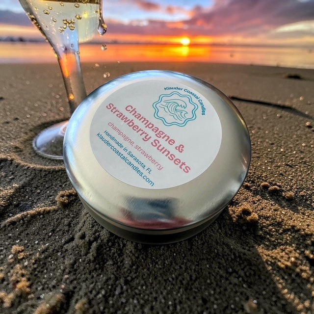 Champagne and Strawberry Sunsets - Silver Tin